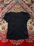 Banana Republic Womens Black Embroidered Soutache Pleated Blouse - L