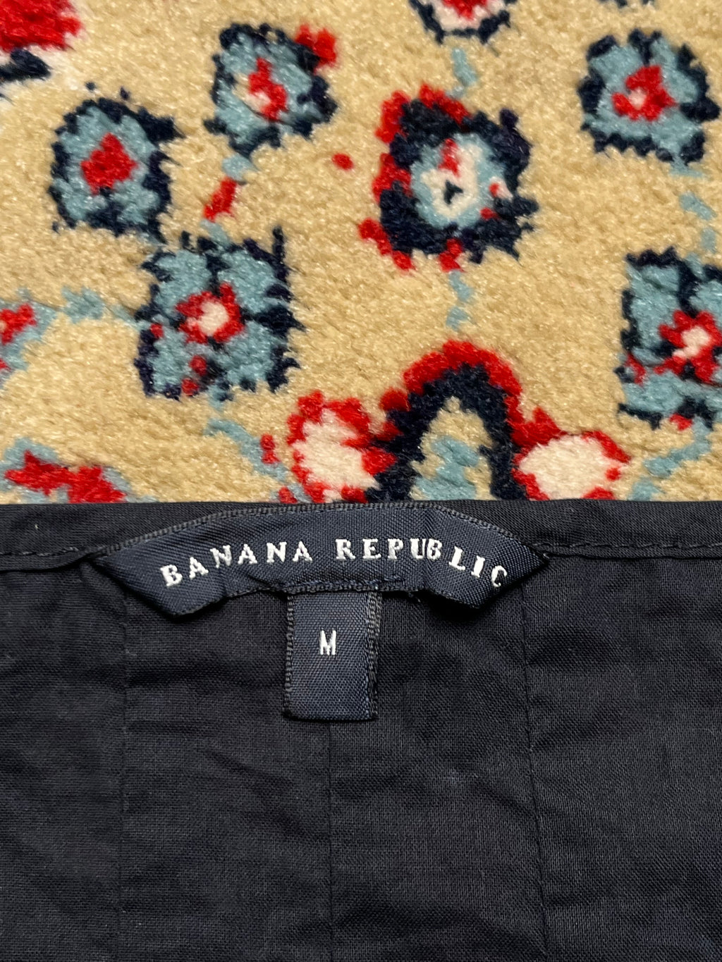 Banana Republic Womens Black Embroidered Soutache Pleated Blouse - L