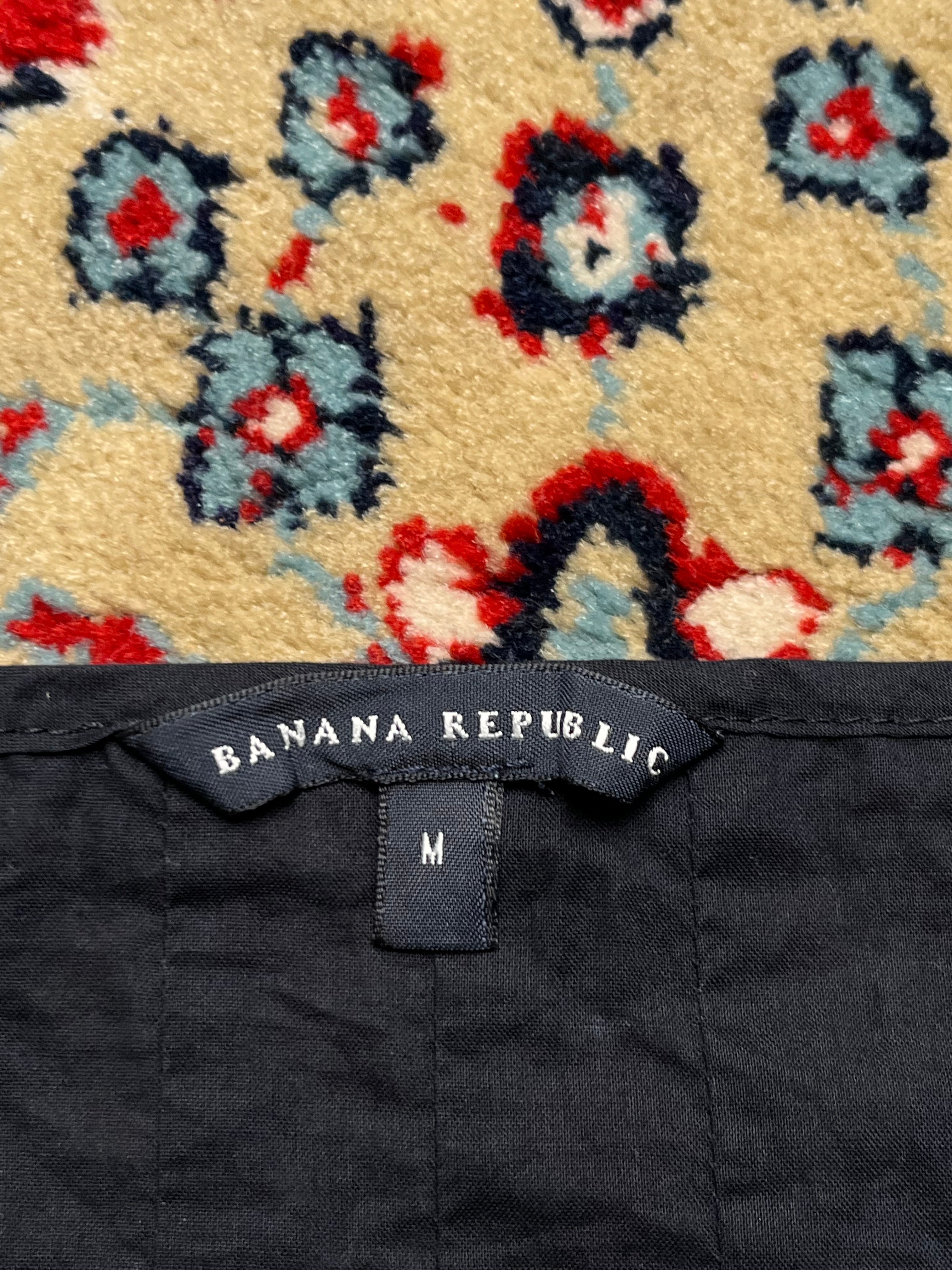 Banana Republic Womens Black Embroidered Soutache Pleated Blouse - L