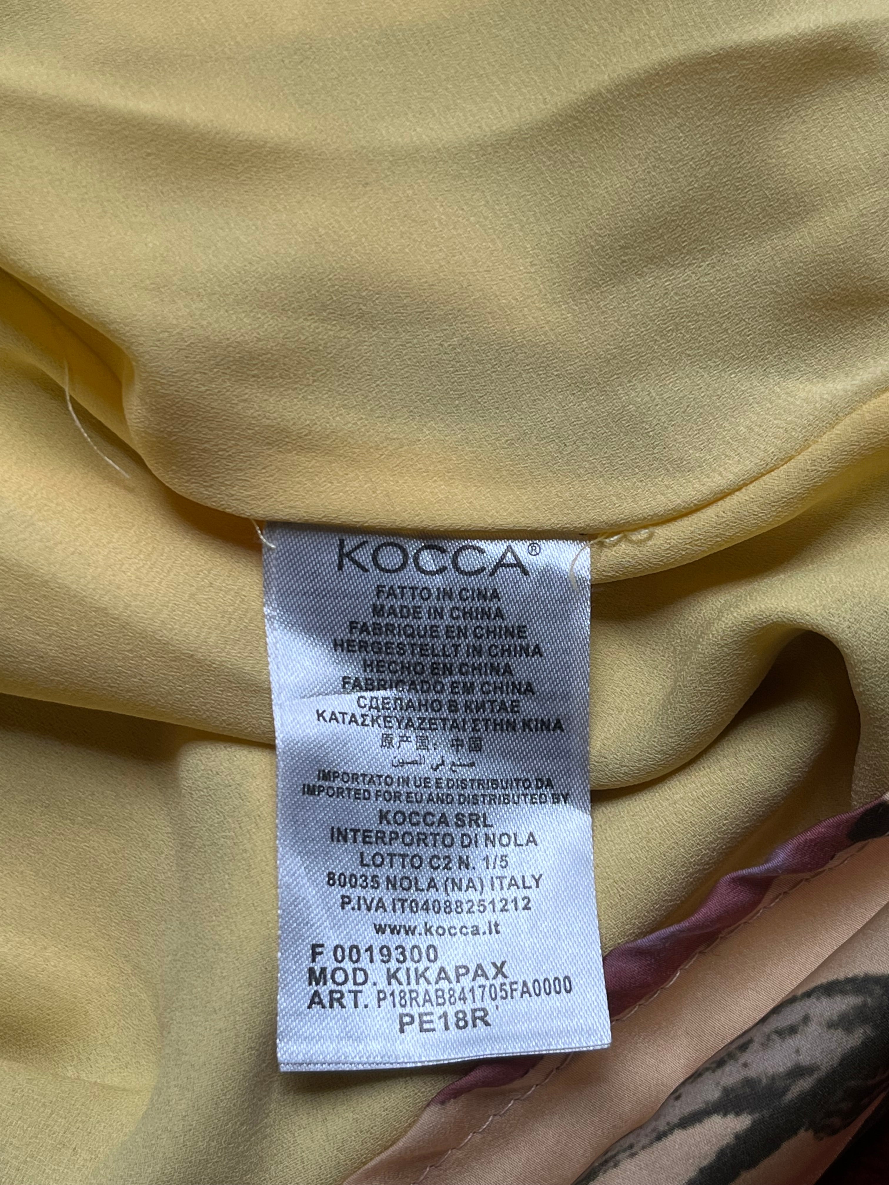 KOCCA Kikapax Yellow Pink Floral Ruffle Sleeve V-Neck Maxi Dress - S