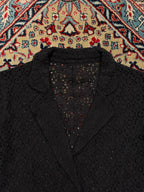 Vintage SEDIOURE Japanese Black Floral Lace Cropped Mesh Blazer - XL