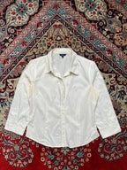 Texbasic Women White Cotton Button Up Shirt - L
