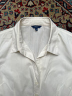 Texbasic Women White Cotton Button Up Shirt - L