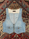 VINTAGE Women Light WashED Denim Vest - S