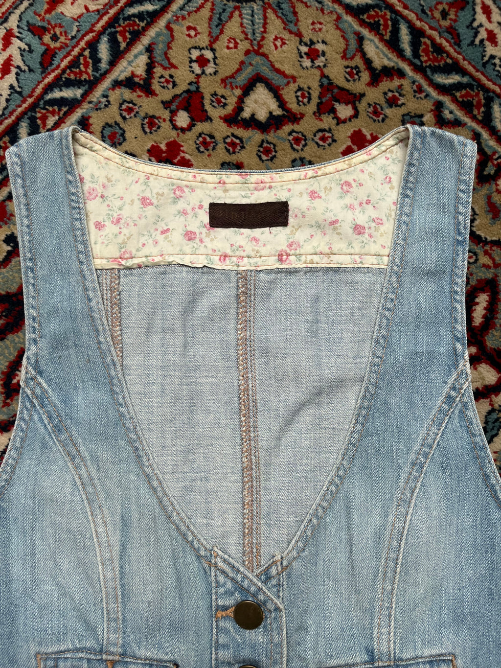 VINTAGE Women Light WashED Denim Vest - S