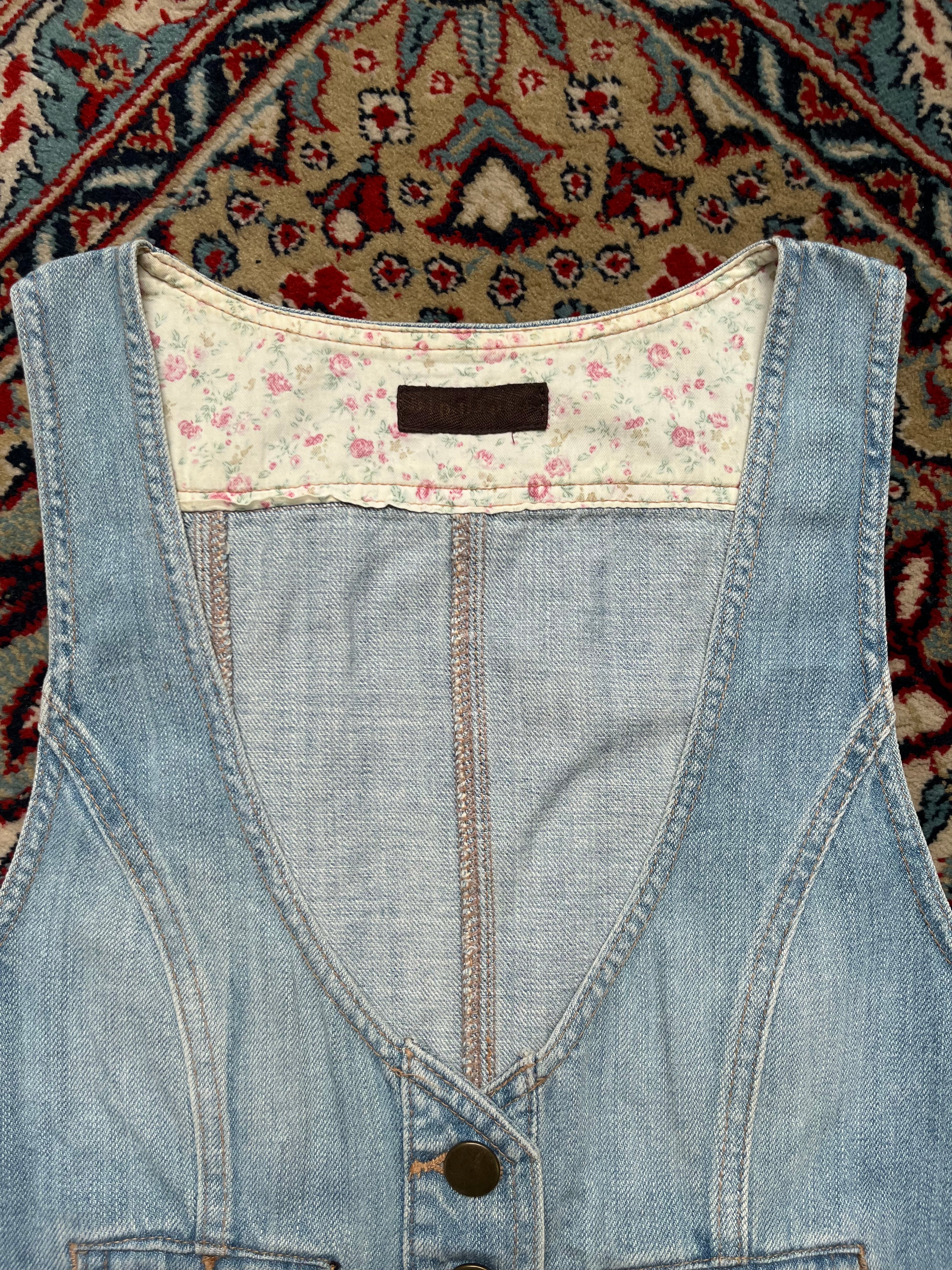 VINTAGE Women Light WashED Denim Vest - S