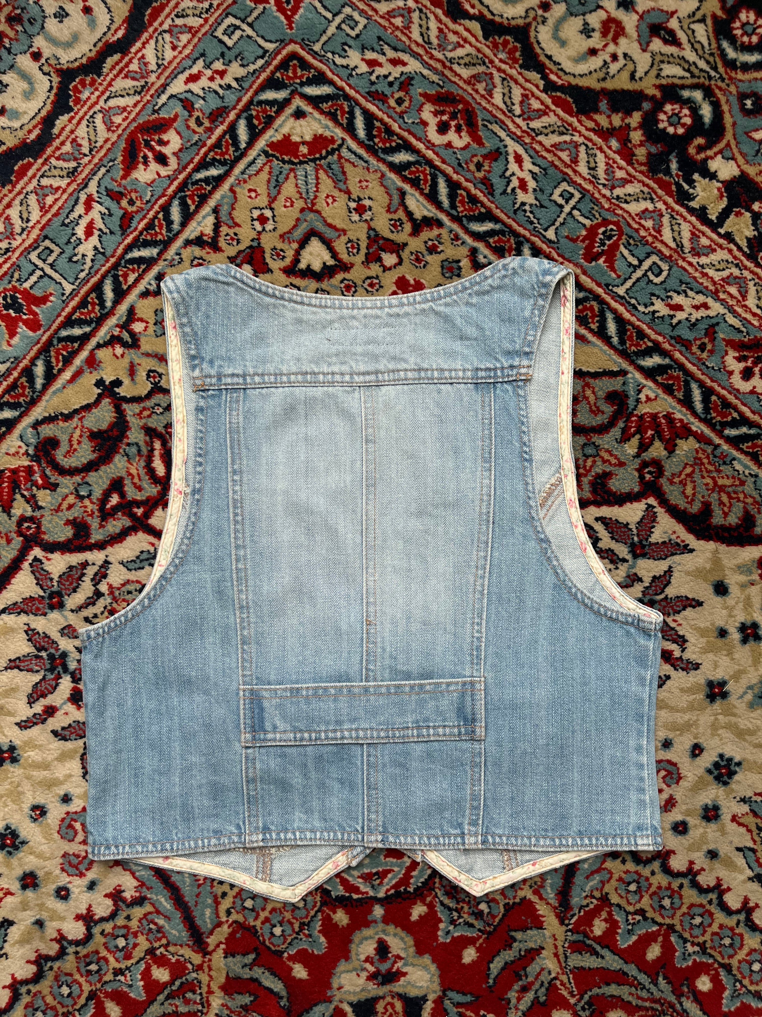 VINTAGE Women Light WashED Denim Vest - S