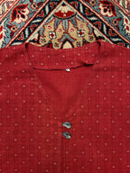 Vintage Red Textured Geometric Print V-Neck Vest - L