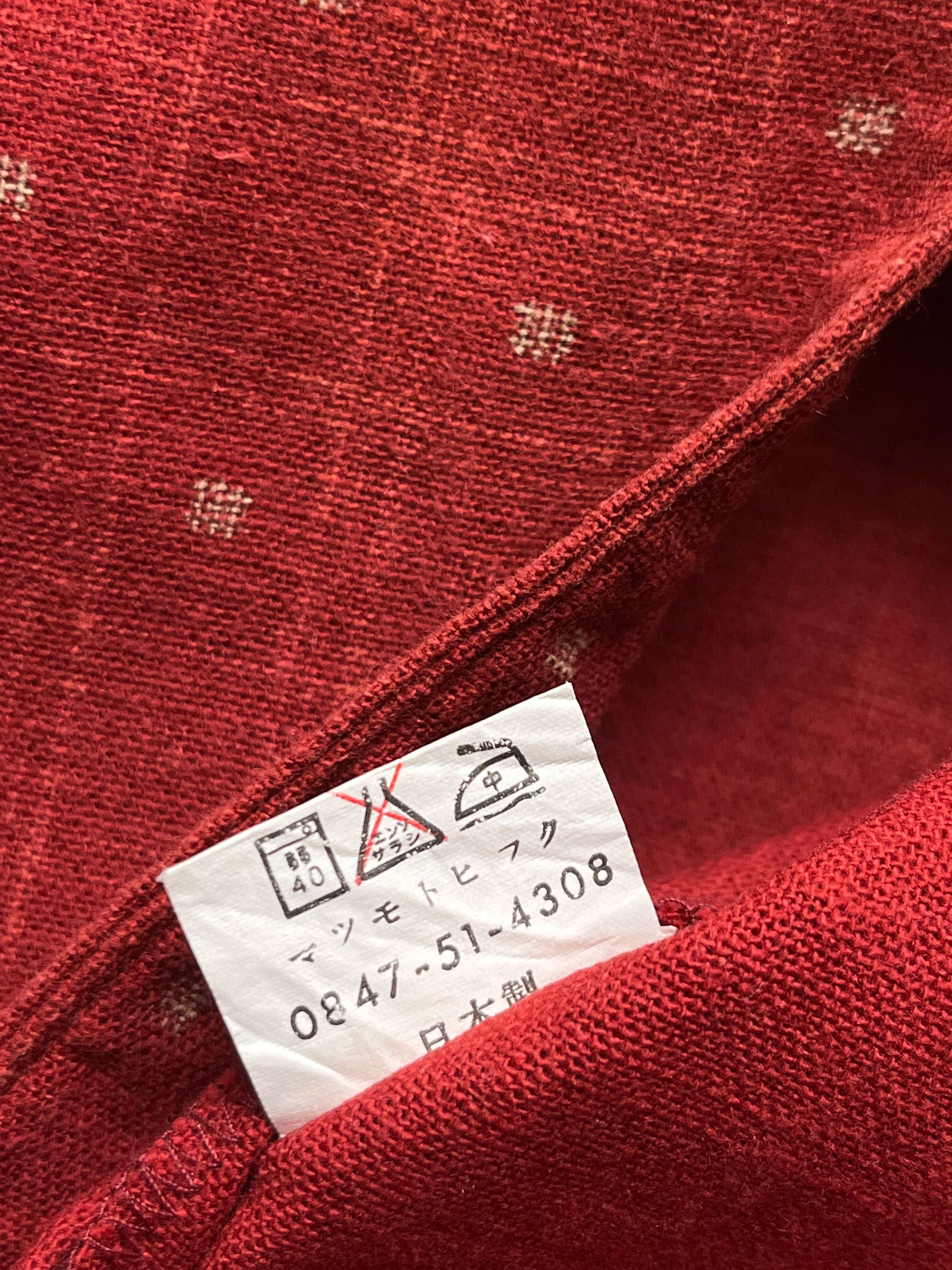 Vintage Red Textured Geometric Print V-Neck Vest - L