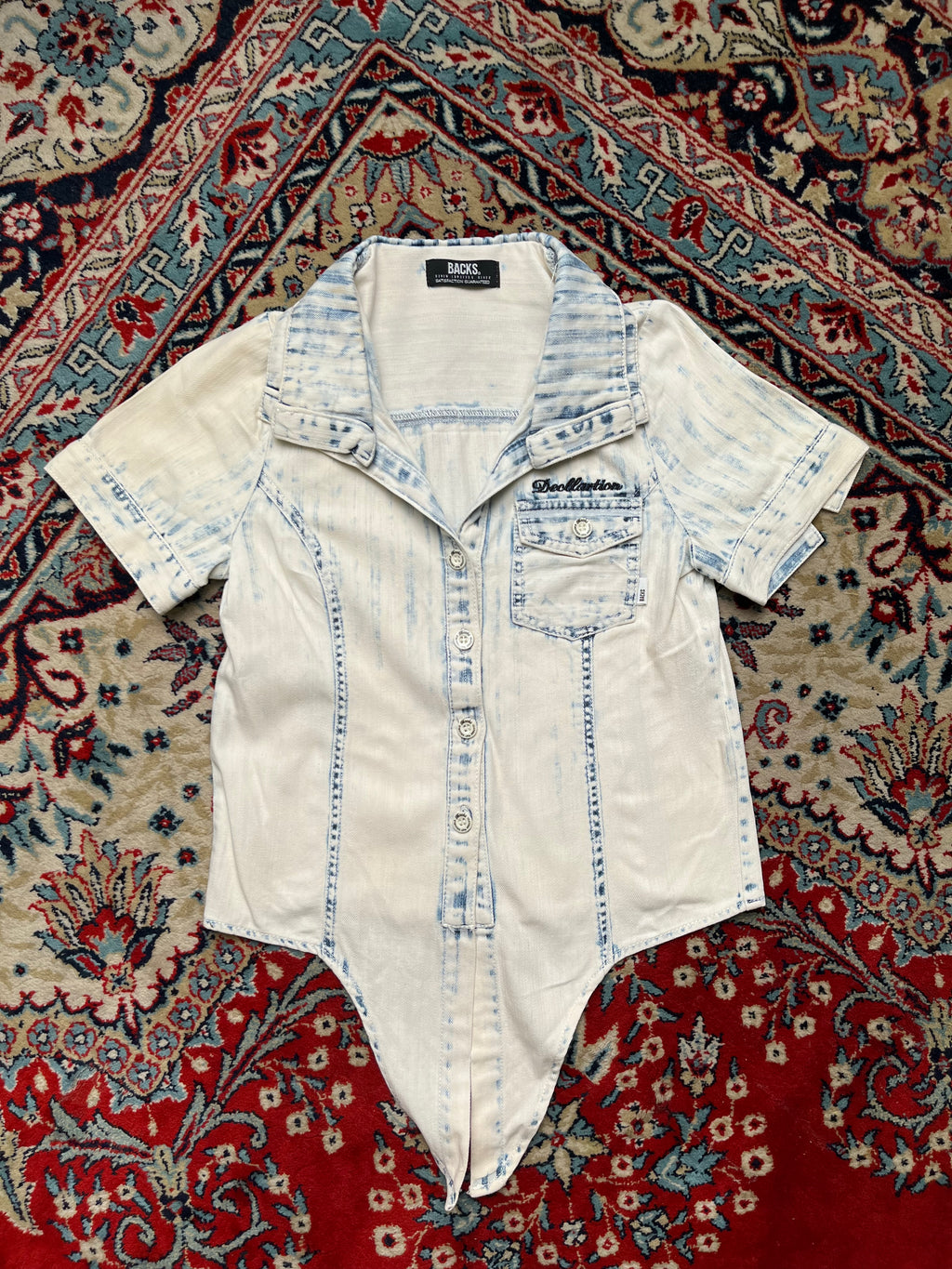 BACKS Acid WashED Denim Shirt - S