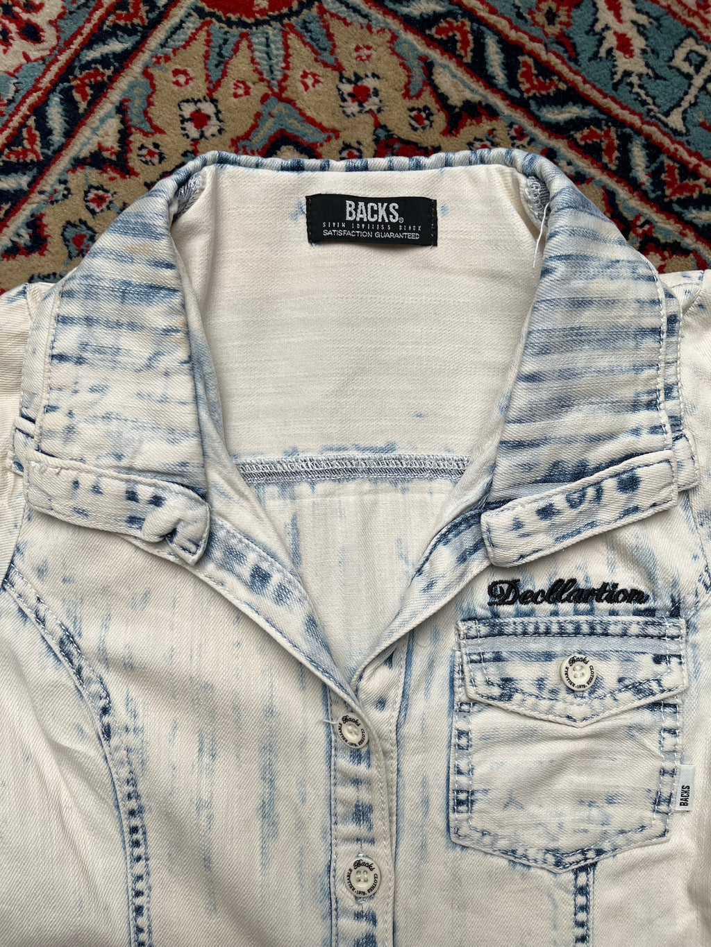BACKS Acid WashED Denim Shirt - S