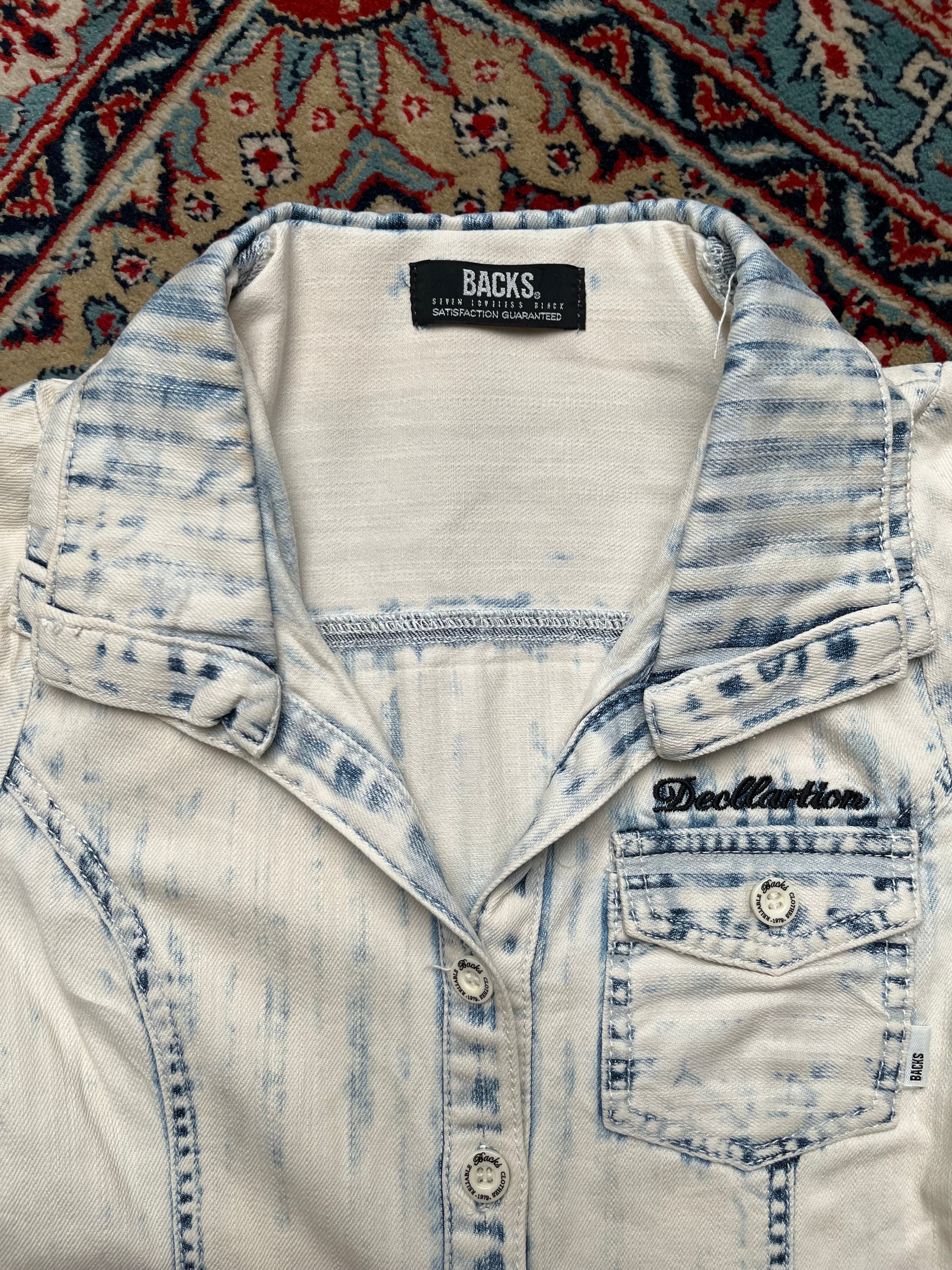 BACKS Acid WashED Denim Shirt - S