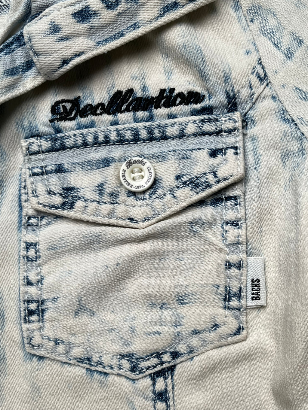 BACKS Acid WashED Denim Shirt - S