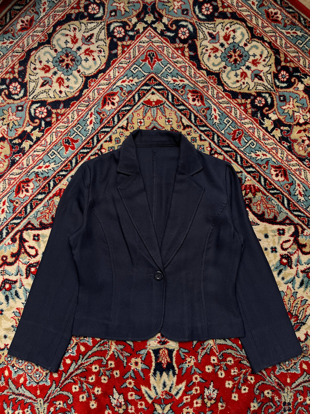 GRADE Tokyo Style Navy Blue Ribbed Blazer - M