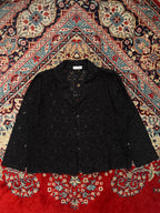 Financier Lace Womens Black MESH FLOWERS PATTERENED Blazer - XL