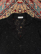 Financier Lace Womens Black MESH FLOWERS PATTERENED Blazer - XL
