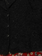 Financier Lace Womens Black MESH FLOWERS PATTERENED Blazer - XL