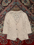 Vintage Italian Lace Sequin BEIGE MESH FLORAL BLAZER - M