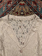 Vintage Italian Lace Sequin BEIGE MESH FLORAL BLAZER - M