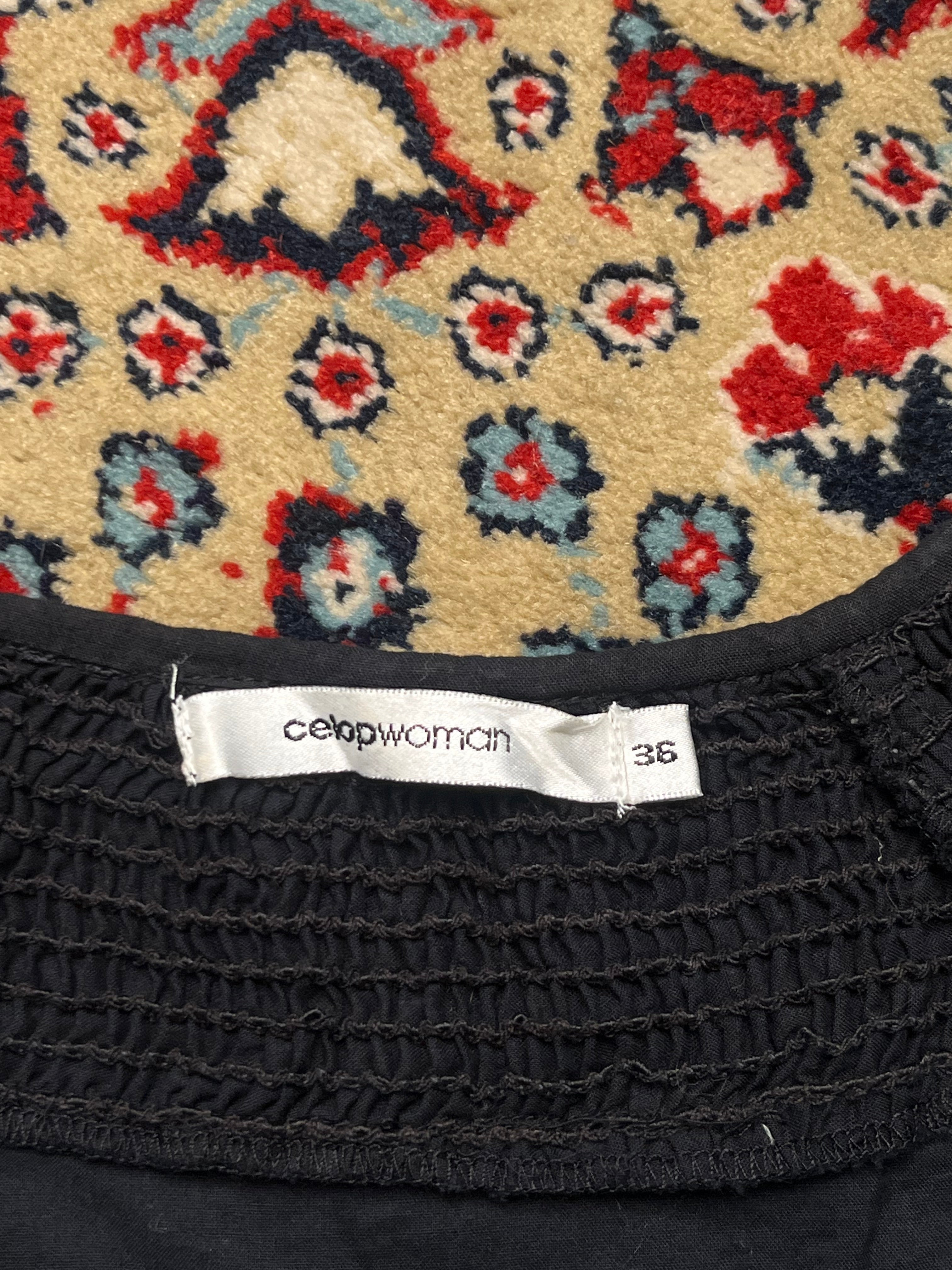 Celop Woman Black Cotton Embellished Blouse - M