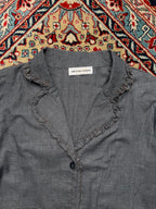 Meture-Krein Cotton Charcoal Grey Ruffle Trim Button Up Jacket - M