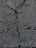 Meture-Krein Cotton Charcoal Grey Ruffle Trim Button Up Jacket - M