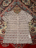 Vintage POLPOA Cotton Crochet Knit Beige Floral Dress- L