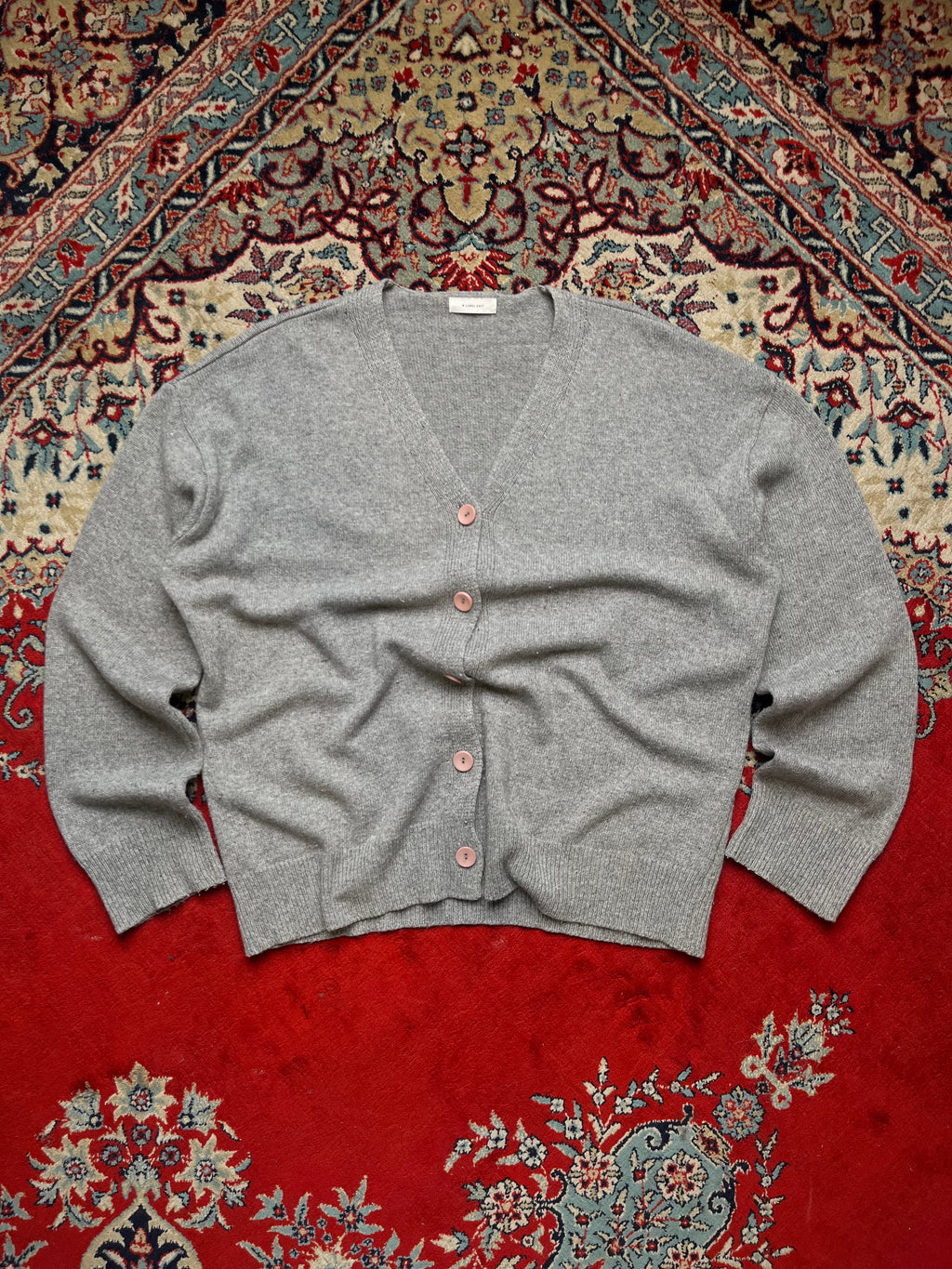M.LABEL KNIT Grey V-Neck Slouchy Knit Cardigan - L