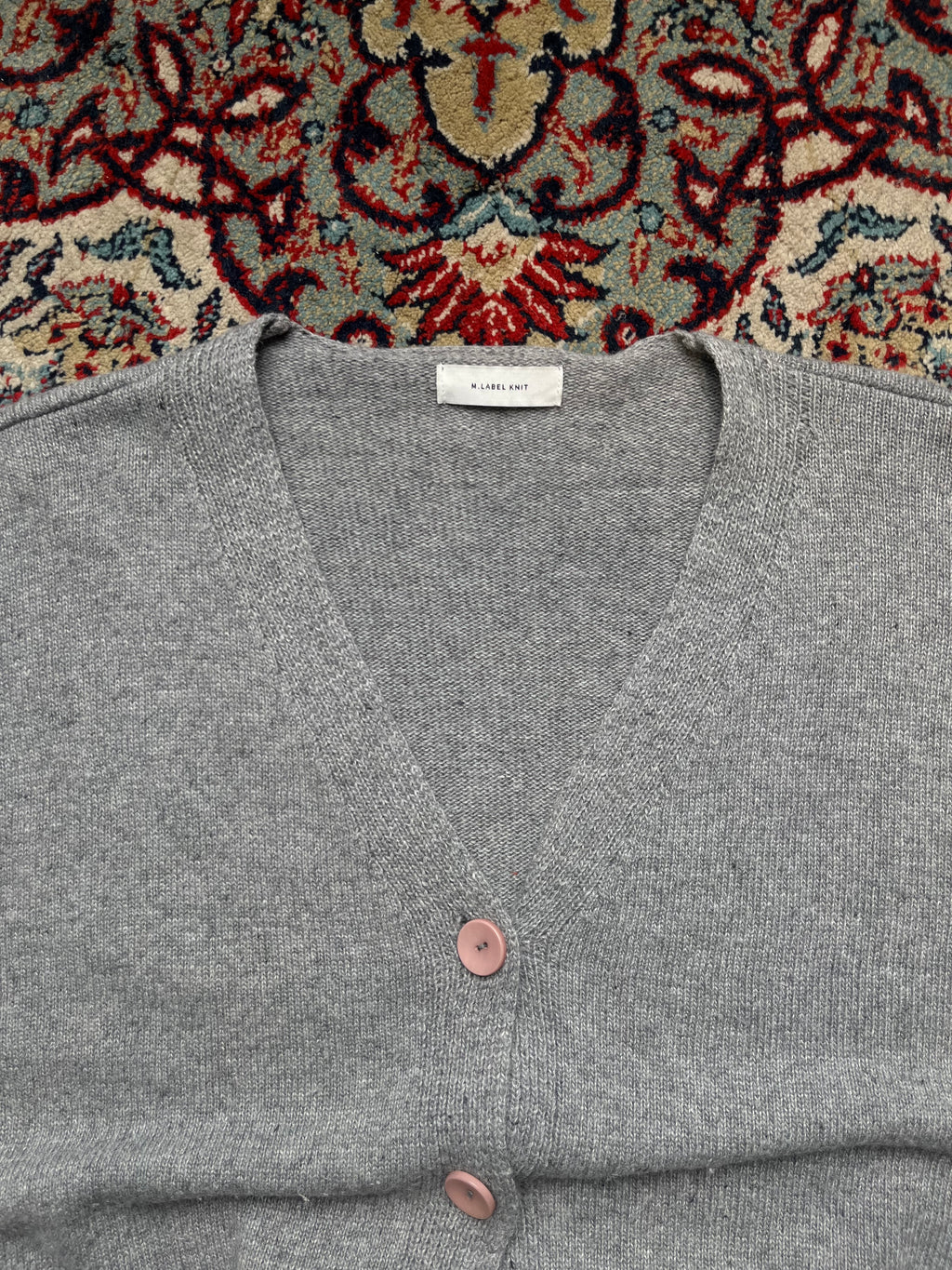 M.LABEL KNIT Grey V-Neck Slouchy Knit Cardigan - L