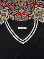Basic House Black V-Neck Preppy Knit SLEEVELESS Sweater - S