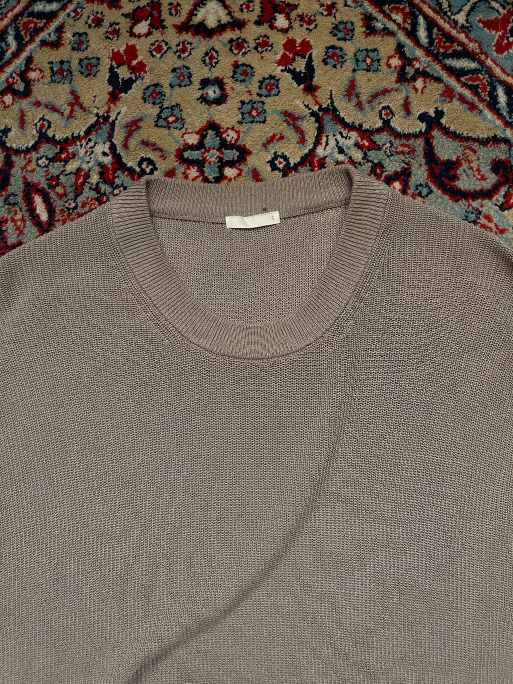 GU Beige Heathered Crewneck Sleeveless Knit Sweater - M