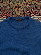 Paul James Blue Merino Wool Crewneck Knit Sweater - L