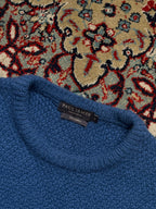 Paul James Blue Merino Wool Crewneck Knit Sweater - L