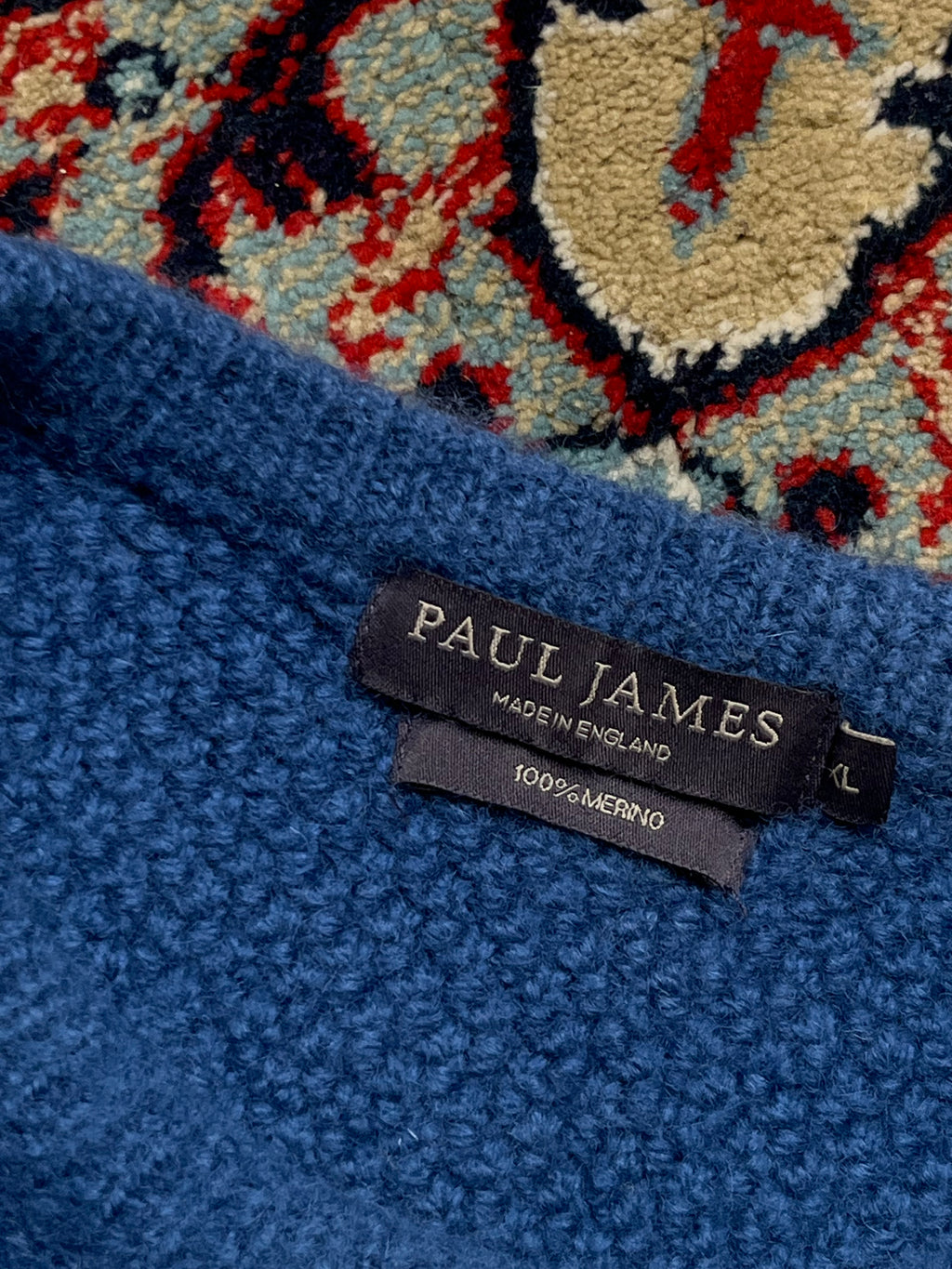 Paul James Blue Merino Wool Crewneck Knit Sweater - L