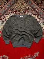 Vintage Pingouin Geometric Pattern Wool Blend Crewneck Sweater - M