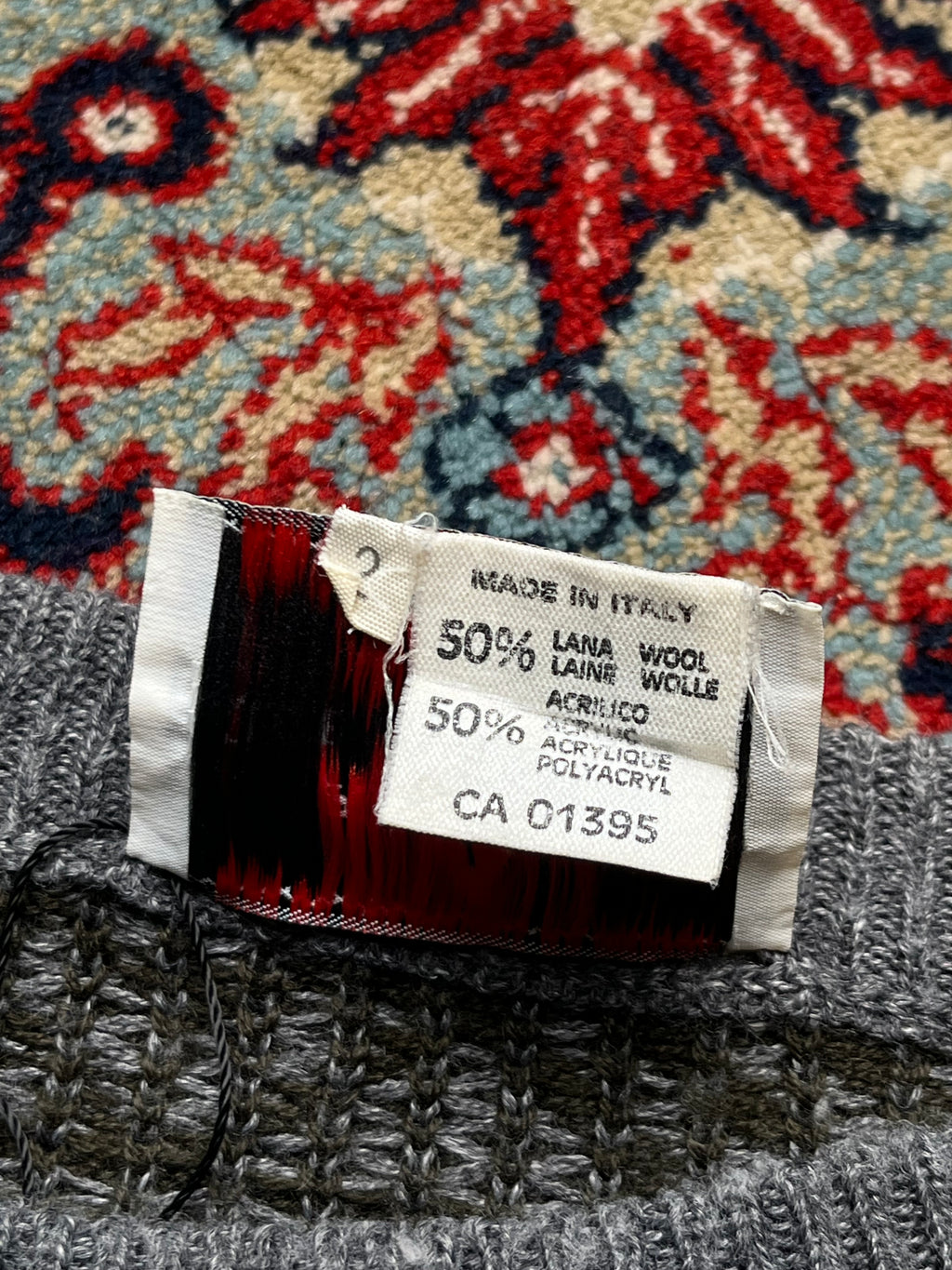 Vintage Pingouin Geometric Pattern Wool Blend Crewneck Sweater - M