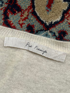 Pink Flamingo Ivory Cream Cashmere Wool V-Neck Knit Sweater - M