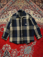 Cattee Blue Plaid Heavy Textured Tweed Streetwear Jacket - M