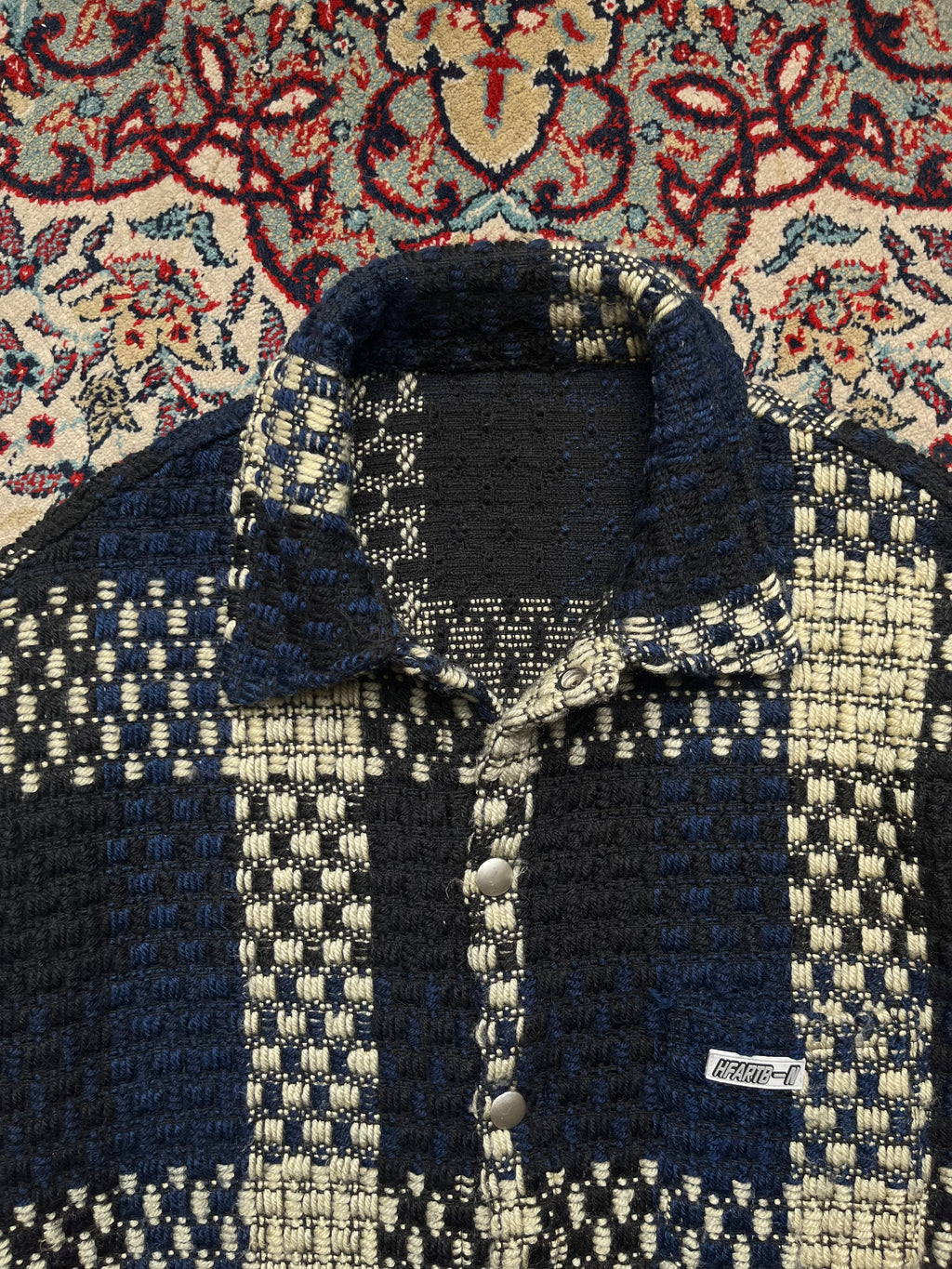 Cattee Blue Plaid Heavy Textured Tweed Streetwear Jacket - M