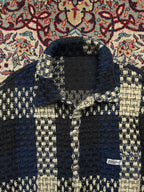 Cattee Blue Plaid Heavy Textured Tweed Streetwear Jacket - M