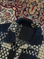 Cattee Blue Plaid Heavy Textured Tweed Streetwear Jacket - M