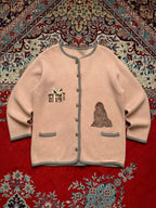 Vintage Embroidered Button Up Knit Cardigan - L