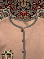 Vintage Embroidered Button Up Knit Cardigan - L