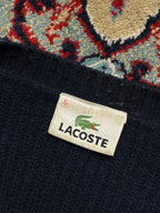 Vintage Lacoste Navy Blue Ribbed Knit Slim Fit Crewneck Sweater - L