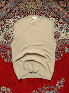 SUARE Beige Crewneck Ribbed Sleeveless Knit Sweater - L