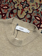 SUARE Beige Crewneck Ribbed Sleeveless Knit Sweater - L