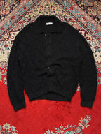 W&P HOUSE Black Shaggy Textured Boucle Knit Cardigan - XL