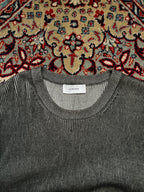 LEMARD Two Tone Charcoal Grey Ribbed Knit Crewneck Sweater - L