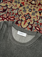 LEMARD Two Tone Charcoal Grey Ribbed Knit Crewneck Sweater - L