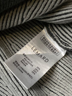 LEMARD Two Tone Charcoal Grey Ribbed Knit Crewneck Sweater - L